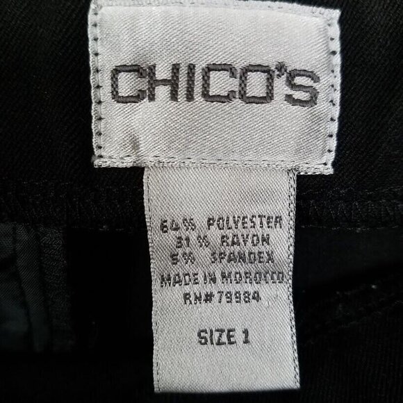 Chicos Womens Black Dress Pants Size 8 Polyester Rayon Spandex Blend Machine Was - Picture 5 of 6